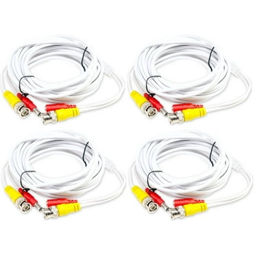 Evertech 4 Pcs 25 Feet Video Power Pre-Made Ready Made CCTV Security Camera Cable BNC Wire