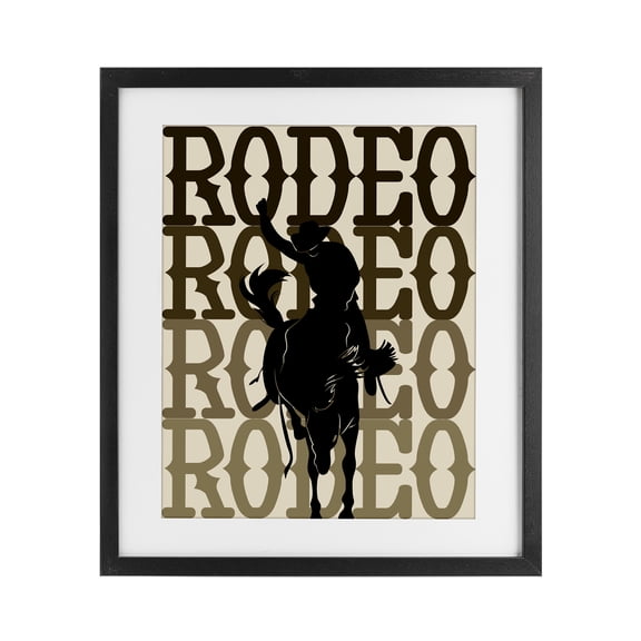 Stupell Industries Eclectic Rodeo Gradient Cowboy Black Framed Print Under Glass, 13 x 16, by CAD Designs