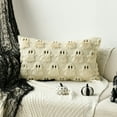 thumbnail image 6 of Sm:)e Halloween Goost Plush Faux Fur Jacquard Throw Pillow Cover 12x20 Inch Beige, Set of 2 Silky Soft Seasonal Cushion Case for Sofa Couch, 6 of 7