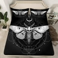 thumbnail image 2 of jejeloiu Gothic Skull Skeleton Twin Sheet Sets,Boho Bohemian Moth Twin Fitted Sheet,Gray Black Flat Sheet For Teens,Breathable Home Decor,3 Pieces, 2 of 7