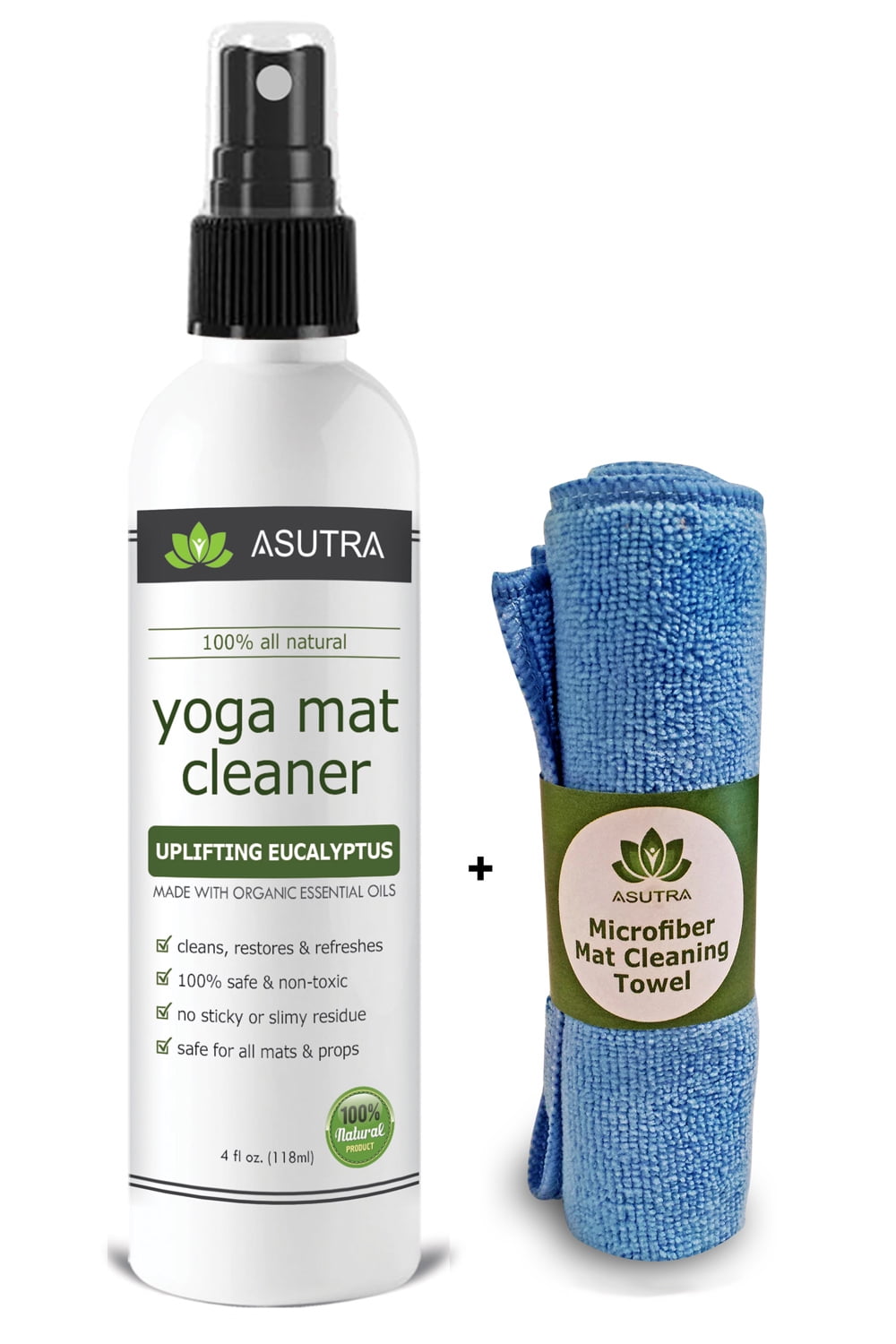 Old Upc Asutra Natural Organic Yoga Mat Cleaner With Microfiber