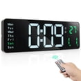 thumbnail image 1 of Digital Wall Clock with Remote, 16" Large LED Digital Clock with Time/Date/Week/Temperature Display, Wall-Mount Clock with Auto Dimming & 10 Brightness Levels for Living Room, Gym, Store, 1 of 6
