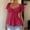 Hot Pink, variant on Ussuma V-Neck Drawstring Stylish Women Peplum Tops and Blouses Lotus Leaf Sleeve Slim Fit Ruffle Hem Women's Top Solid Color Short Sleeve Fashion City Breathable Wedding Graduation Meeting XL XL