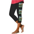 thumbnail image 2 of ClodeEU Women's Print Stretch Tight Capri Pants,Elastic Low Waist Knee Length Yoga Pants Black 01,Womens Plus XL, 2 of 4