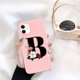 thumbnail image 1 of Funda de teléfono de silicona con letra inicial de Ottwn para iPhone 11 Pro 12 Pro Max X XR XS Max 7 8 Plus, funda trasera de TPU suave con flor rosa Retro Tan Jianjun unisex, 1 of 2