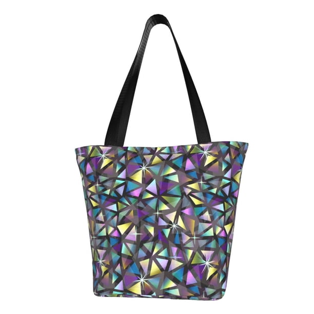 Easygdp Purple-Gold Triangles Bolso de Hombro para Mujer, Bolso Bandolera y Cartera de Mano Elegante para Uso Diario
