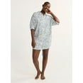 thumbnail image 4 of Joyspun Women’s Woven Long Sleeve Button Front Sleepshirt, Sizes XS-3X, 4 of 5