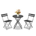 thumbnail image 4 of 3-Piece Folding Bistro Set – Powder-Coated Metal Patio Table with 2 Chairs, Space-Saving Collapsible Design, No Assembly Required, Portable for Balcony, Porch & Outdoor Use, Black, 4 of 8