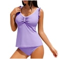 thumbnail image 2 of Roncen Tankini pour Femmes, Maillot de Bain Modeste Deux Pièces, Haut de Tankini à Volants à Col en V avec Bas Taille Haute, 2 of 8
