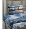 thumbnail image 2 of Ambesonne New York Fitted & Top Sheet Set with Sham, Kennedy Triboro, Orange Peach Blue, 2 of 4