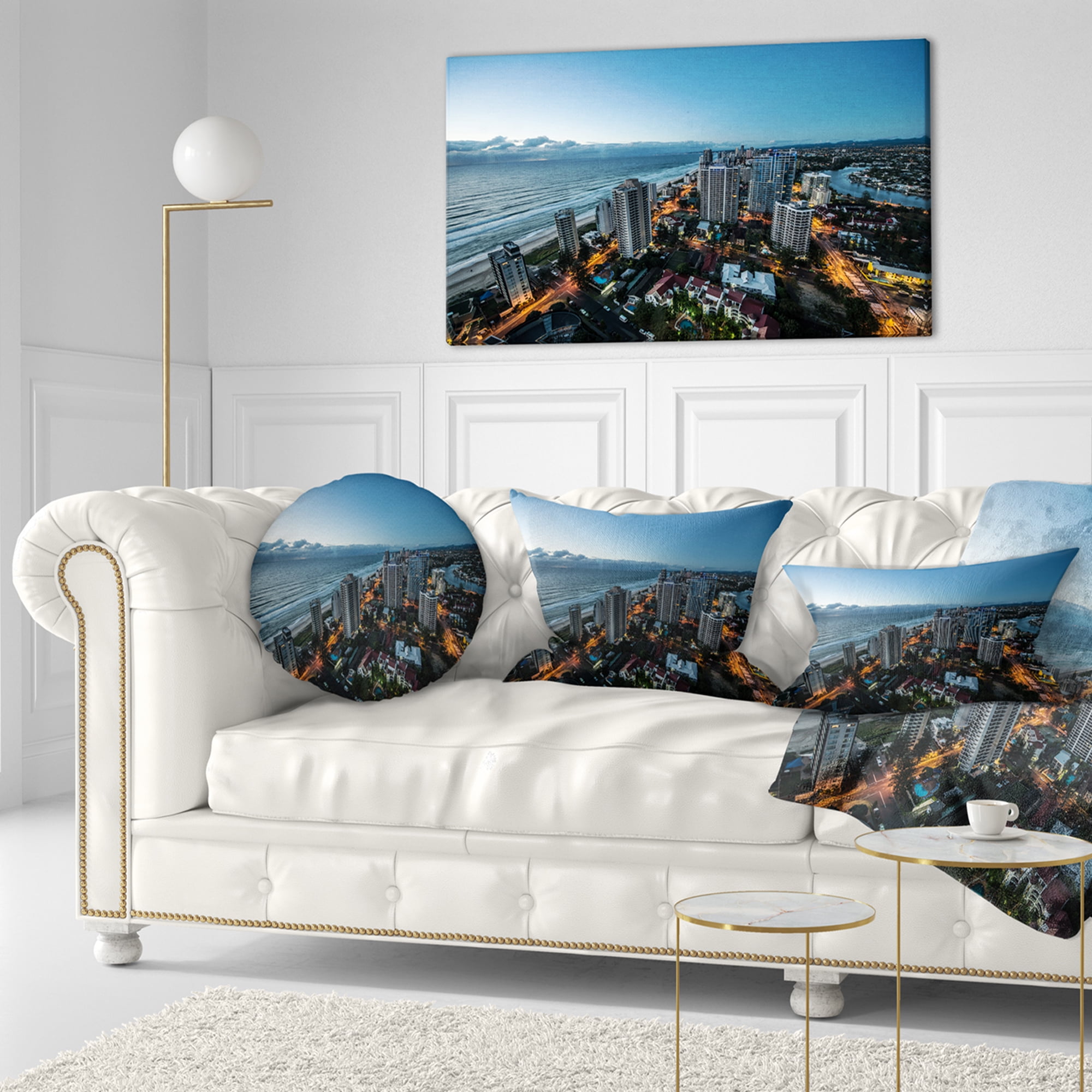 Designart 12" x 20" Blue Polyester Throw Pillow