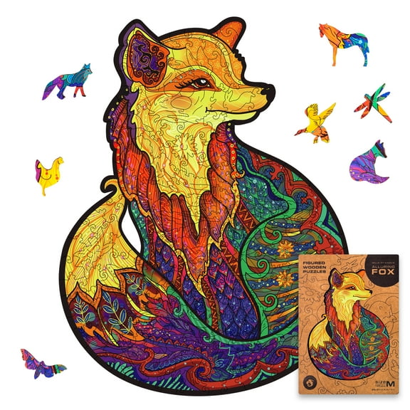 UNIDRAGON Alluring Fox Wooden Jigsaw Puzzle M 195 Pieces