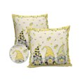 thumbnail image 2 of Outdoor Throw Pillow Cover Summer Gnomes with Lemons Waterproof Cushion Covers 2 Pack Leaves Texture on Yellow and Grid Pillow Cases Home Decoration for Patio Garden Couch Sofa, 2 of 7