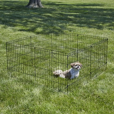 Pet Products 24" Foldable Black Metal Dog Exercise Pen No Door