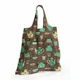 thumbnail image 2 of Tea Party Reusable Portable Bag, Cups and Pots with Different Floral Motifs on Dotted Brown Background, Fabric Market Bag Sturdy Easy to Clean Foldable Slim Design, Sea Green Brown Beige, by Ambesonne, 2 of 4