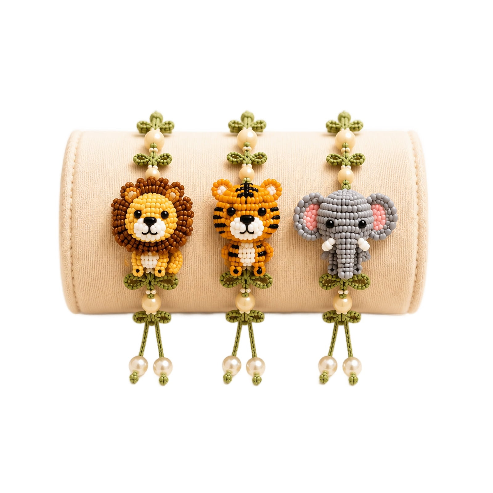 DIY Beaded Bracelet Making Kit 3D Animal Charm Set for Beginners Wildlife Friends Lion/Tiger/Elephant - 3 Bracelets