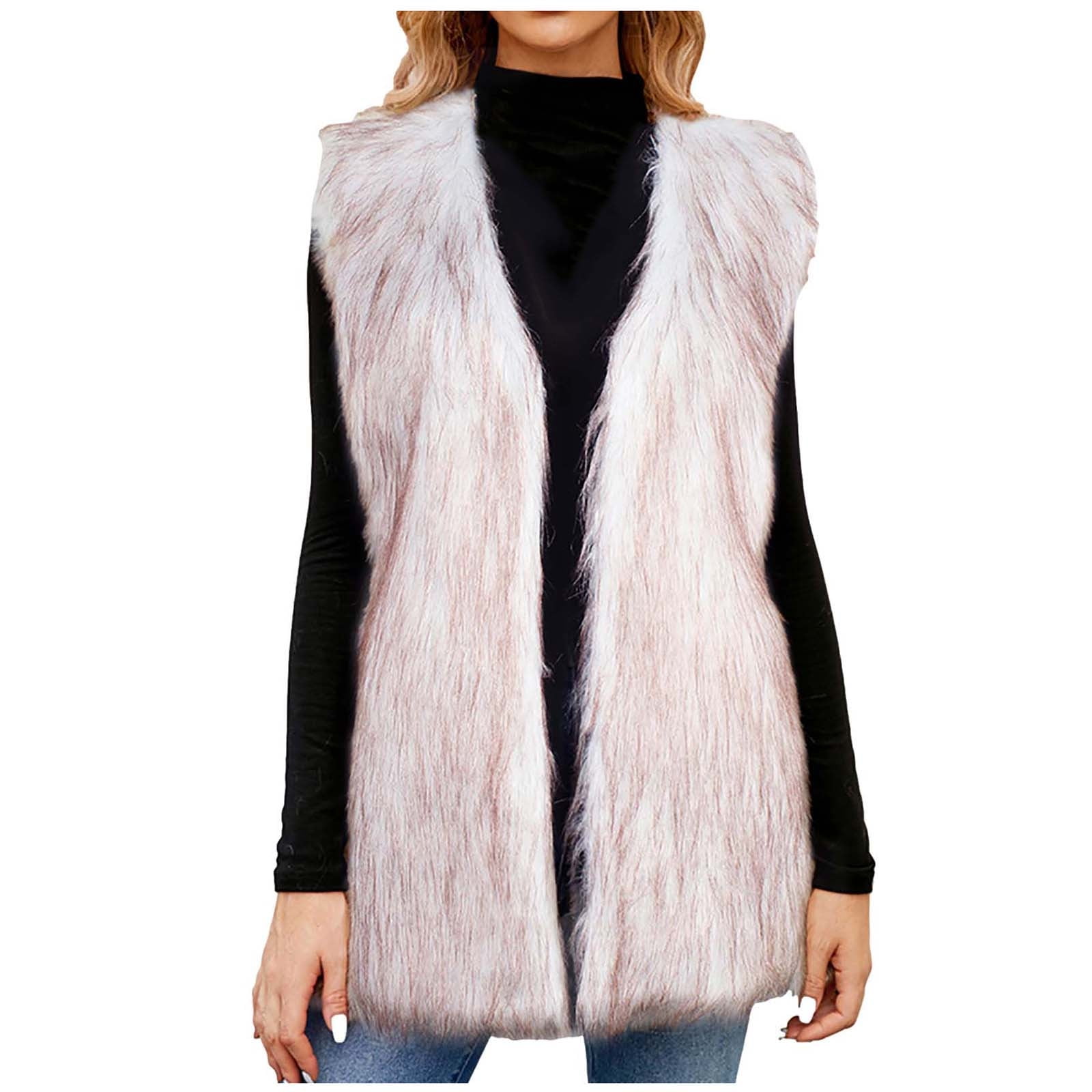 Gilet Sans Manche Femme Fourrure Duxyoz Gilet En Fausse Fourrure Pour Femme - Du00e9contractu00e9 - Sans Manches - Chaud - Veste D'hiver En Fausse Fourrure - Manteau De Luxe U00e9lu00e9gant - Grande
