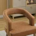 thumbnail image 7 of 25.79" Wide Modern Barrel Open Back Upholstered Accent Chair with Weathered Solid Wood Legs Dining Chairs for Dining Room, Club, Kitchen and Living Room. Brown PU, 7 of 7