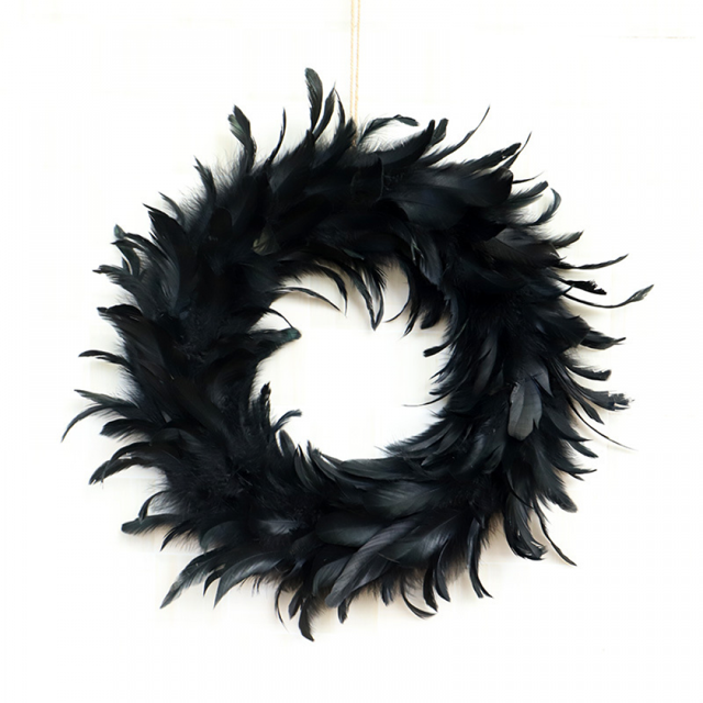 Guirnalda de plumas negras naturales adecuada para decoraciones de Halloween