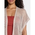 thumbnail image 4 of Time and Tru Women's Openwork Knit Coverup, Small/Medium, True Taupe/Khaki Safari, Fashion Cover-Ups, Summer, 4 of 5