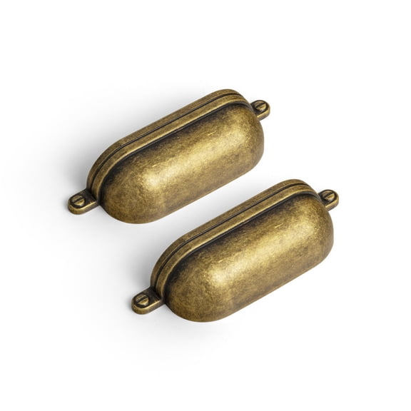 Goo-Ki 12 Pack Antique Brass Cabinet Handles of 2.5''(64mm) Hole Center, Zinc Alloy Cabinet Pulls for Drawer,Dresser,Cupboard Wardrobe