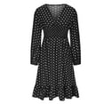 thumbnail image 7 of IROINNID Long Sleeve Dress for Women Long Sleeve Solid V-Neck Ladies Holiday Trendy Long Dress,Black, 7 of 7