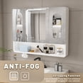 thumbnail image 5 of Wohh 35"x 28" Bathroom Medicine Cabinet Mirror with LED, Anti-Fog, Touch Control Vanity Storage, 3-Color Adjustable Lighting, Aluminum Alloy Wall Mount Shower Makeup Mirror, 5 of 10
