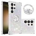 thumbnail image 1 of Funda para Samsung Galaxy S24 Ultra 5G con Brillo Líquido Flotante, Purpurina, Parachoques y Anillo Giratorio Soporte, 1 of 5