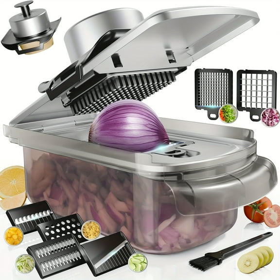 FANRUINA Stainless Steel Mandoline Slicer 9 In 1 With Container 304 Grade Vegetable Fruit Chopper