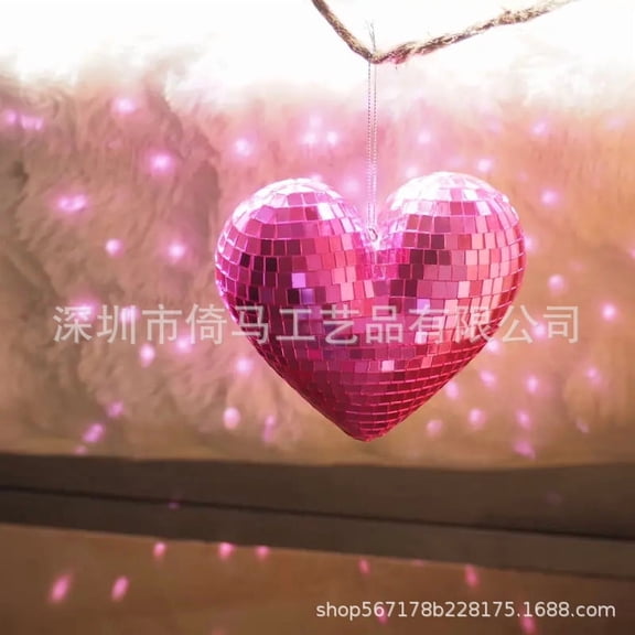 TABLZONE Heart Shaped Pink Mirror Disco Ball Ornament for Home Party and Wedding Decoration