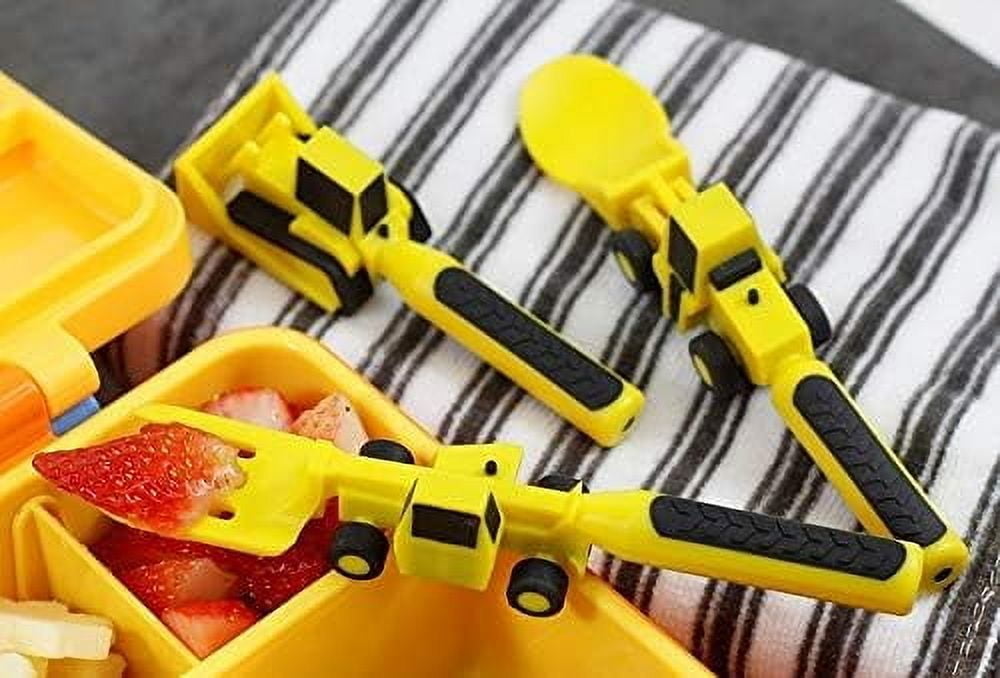Constructive Eating Set of 3 Construction Utensils - Made in USA - Silverware for Toddlers and Kids - Made With Materials Tested for Safety