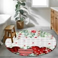 thumbnail image 4 of Valentine's Day Washable Round Area Rug 3.3 ft, Red Heart Green Eucalyptus Roses Petals Plaid, Soft Non Slip Rugs Stain Repellent Indoor Felt Carpet for Living Dining Room Bedroom Home Office, 4 of 9