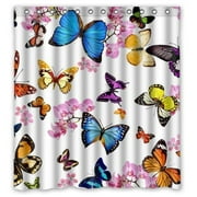 MOHome Butterfly Shower Curtain Waterproof Polyester Fabric Shower Curtain Size 66x72 inches