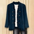 thumbnail image 5 of Vxararl Women's Stylish Fall Trendy Denim Jacket Ruffle Trim Long Sleeve Double Breasted Buttons Casual Lightweight Jean Coat with Side Pockets for Women Blue XL, 5 of 5
