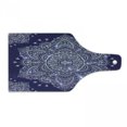 thumbnail image 1 of Ethnic Cutting Board, Floral Ornament Round Mandala Paisley Inspired Retro Style, Decorative Tempered Glass Cutting and Serving Board, Wine Bottle Shape, Lavender Blue Indigo, by Ambesonne, 1 of 1