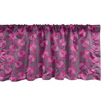 Ambesonne Leafy Window Valance, Pinkish Leaves, 42" x 18", Purple Grey Fuchsia