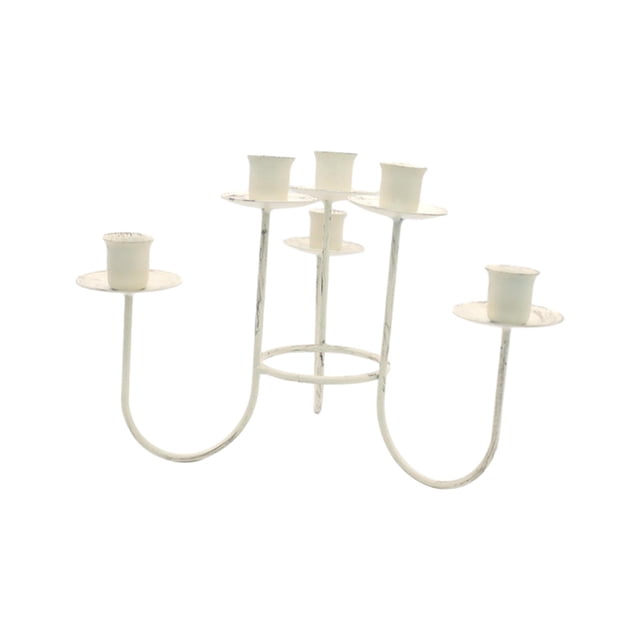 Candelabro Decorativo Candelero Adorno, Candelabro para Velas de Pilar para Comedor, Banquete, Chimenea Blanco desgastado S