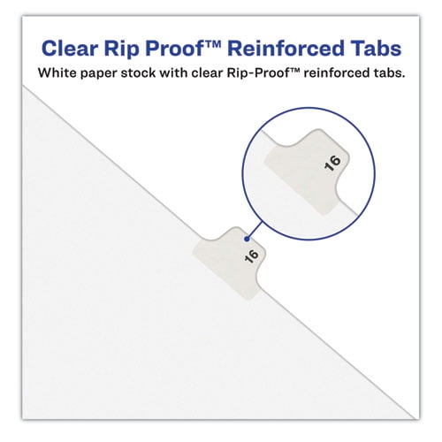 Preprinted Legal Exhibit Side Tab Index Dividers, Avery Style, 10-Tab, 26, 11 x 8.5, White, 25/Pack, (1026)