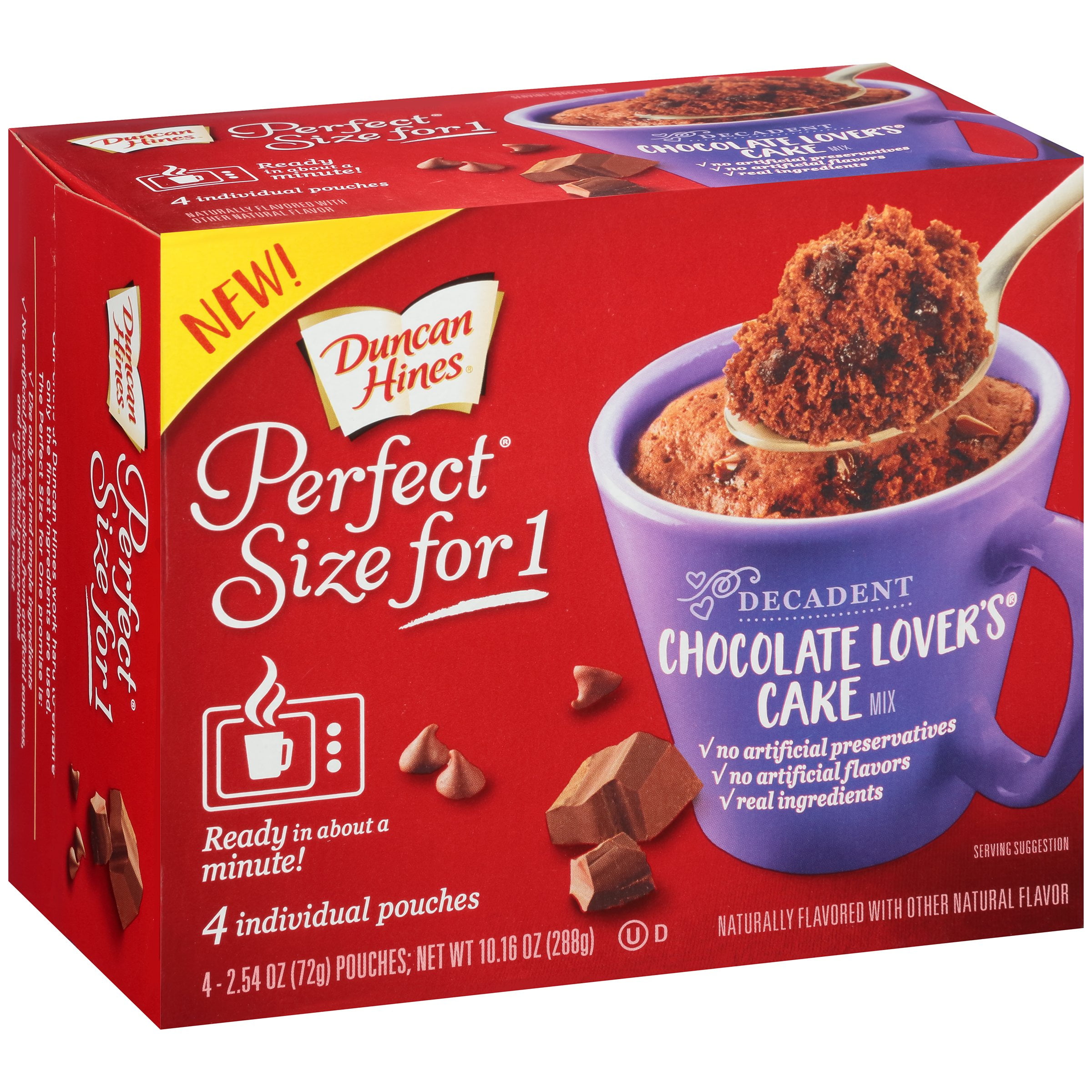 Duncan Hines Perfect Size for One Decadent Chocolate Lover's Cake Mix 4-2.54 oz Box by Pinnacle Foods Group LLC