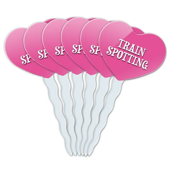 Train Spotting Heart Love Cupcake Picks Toppers - Set of 6