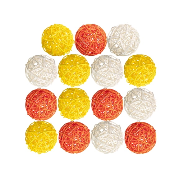 Colorful Wicker Ball Decorations, Natural Woven Vase Fillers and Table Centerpieces for Wedding, Party, and Holiday Bowl ments, 15pcs