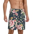 thumbnail image 2 of Naloa Vintage Floral Men's Short Pajama Pants, Lounge Comfort Shorts with Elasticized Waistband and Side Pockets - 3X-Large, 2 of 9