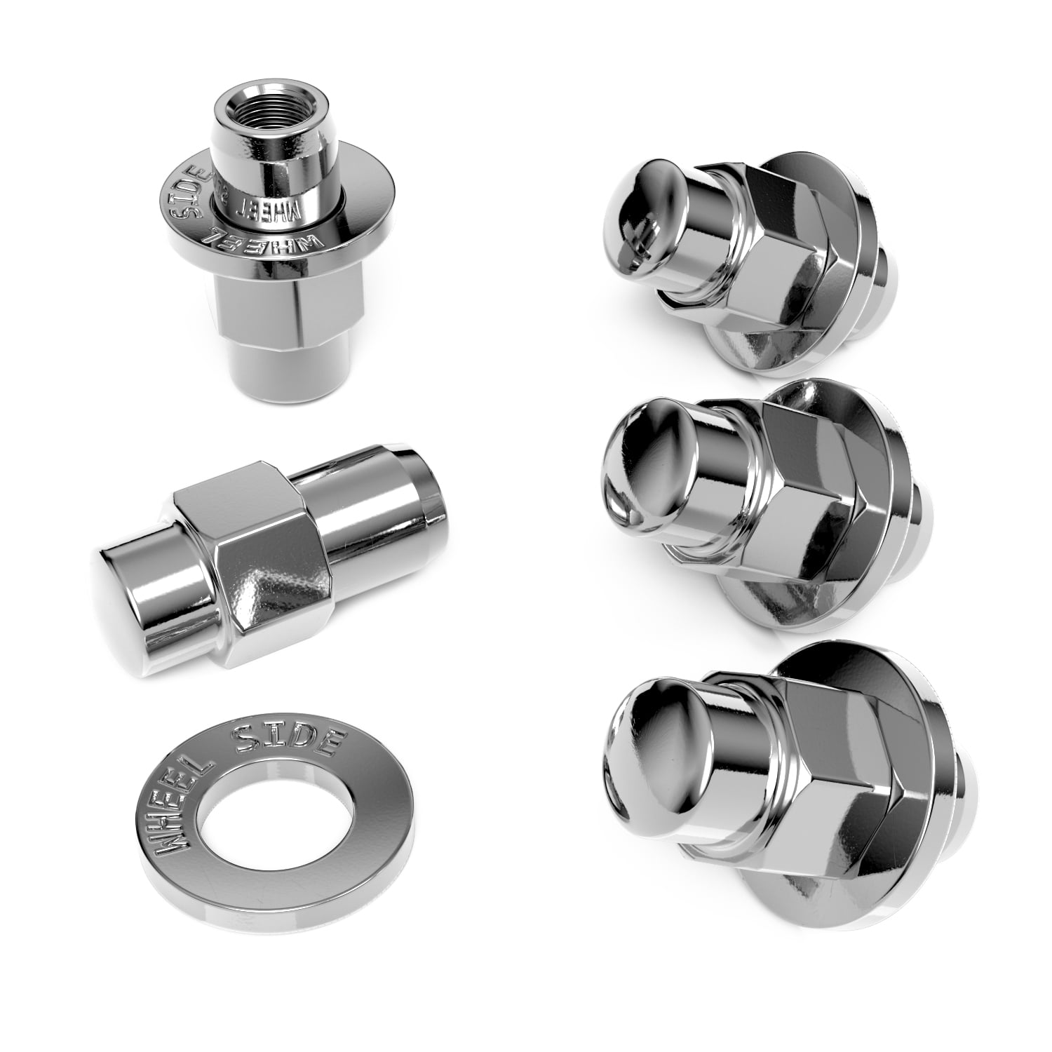 20pcs Chrome Cragar Mag Lug Nuts with Washer, 7/16x20 RH, 0.71in Shank Length, 1.73in Total Length, 21mm or 13/16 Hex - Compatible with Buick Chevy Pontiac (See Listing for Exact Year Model)