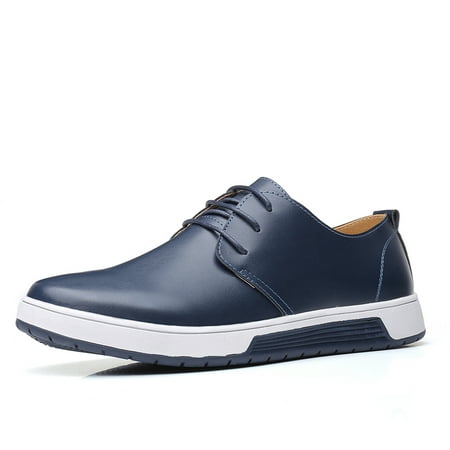 

Calceus Mens Classic Leather Casual Shoes for Men Lace Up Comfort Oxford Shoes Blue 10