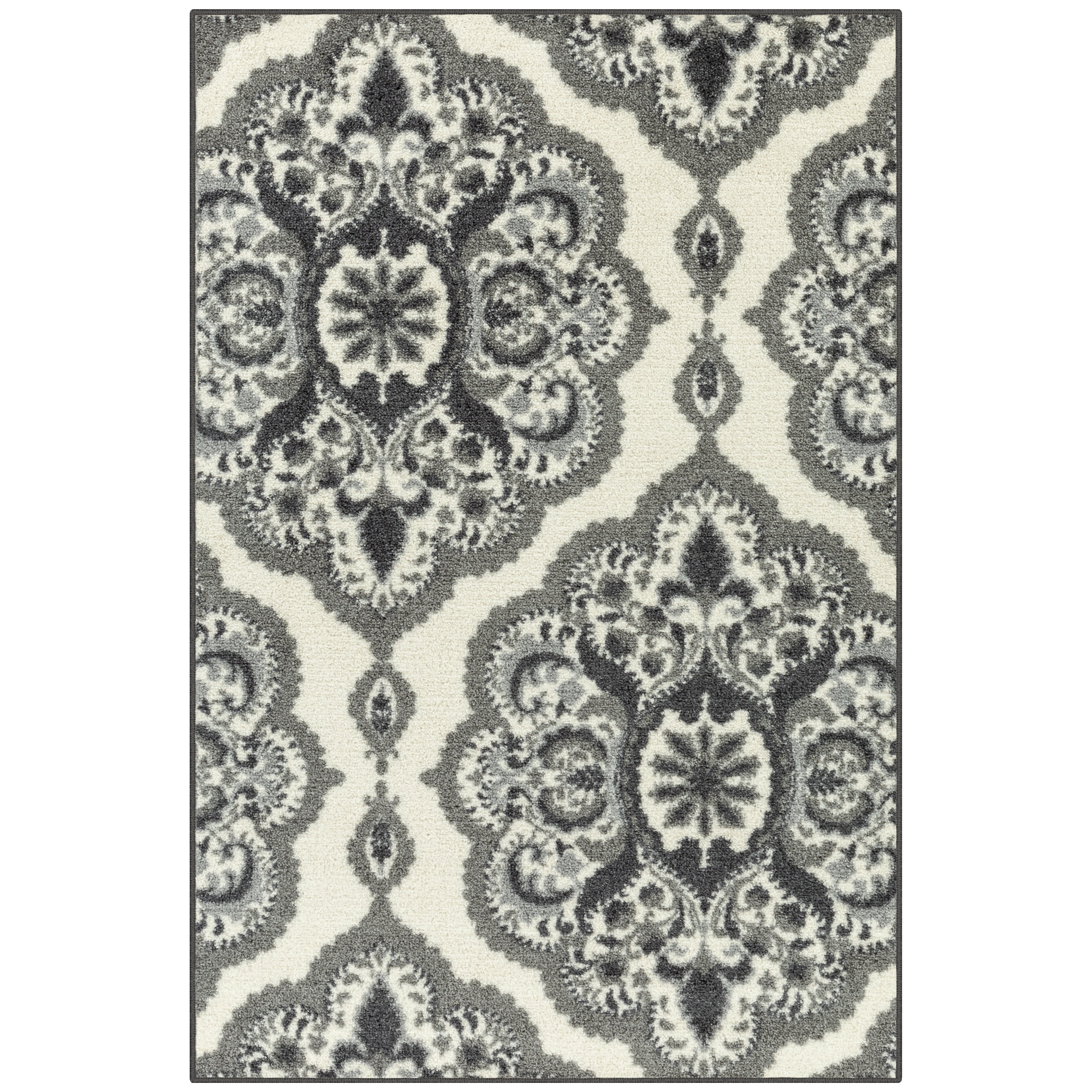 Mainstays Traditional Roxanne Medallion Gray Print Area Rug, 3'4"x5