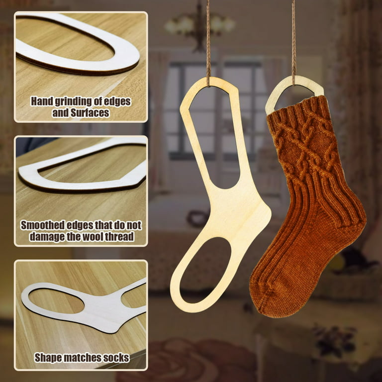 2 Pieces Sock Blockers Wooden Sock Blocker for Knitting Crochet Stocking Display Molds Handmade Knit Sock Form Stretchers Adjustable Mold Weave Yarn