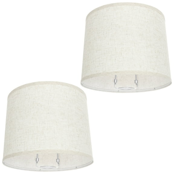 2Pcs Linen Lampshades with Rack Easy to Install Lamp Shade Replacement Beige/Grey Decorative for Table and Floor Lamp