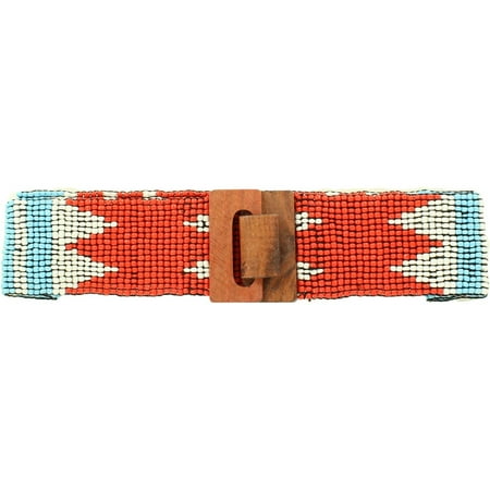 Indian Beaded Belt - Nocona Women's Stretch Beaded Unique Pattern Belt, Multi Color, L/XL