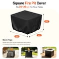 thumbnail image 2 of GASPRO Fire Pit Cover Square 30 Inch, 600D Heavy Duty Fabric with Waterproof Patio Fire Table Cover with PVC Coating, Tear & Weather Resistant, UV & Fade Resistant, Windproof, 30" x 30" x 24", Black, 2 of 11