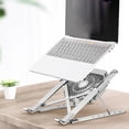 thumbnail image 1 of Laptop Cooling Stand Notebook Computer Collapsible Stand; Gaming Notebook Adjustable Non-slip Holder with Fan Foldable Portable Stand, Silver, 1 of 9